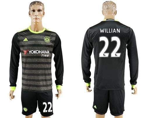 Chelsea #22 Willian Sec Away Long Sleeves Soccer Club Jersey - Click Image to Close